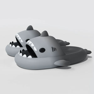 Ash carbon grey shark slides and shark slippers with a modern shark-inspired look, lightweight EVA material, and durable construction, available at CloudSharks.shop.