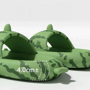 Side view of Watermelon Shark Slides highlighting 4.0cm cushioned sole for extra comfort and support.