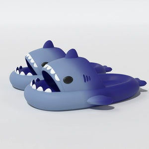 LanShen blue shark slides and shark slippers featuring a playful shark design, premium EVA material, and anti-slip soles, available at CloudSharks.shop.