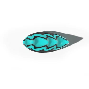 Top view of Cloudsharks Fire Fin Charms, glow-in-the-dark shark slides accessories, perfect for customizing Cloudsharks footwear.