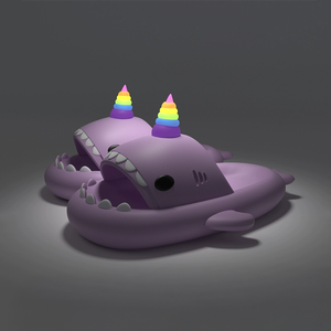Discover Purple Unicorn Shark Slides with fun shark features and rainbow unicorn horns. Get yours now at Cloudsharks.shop.